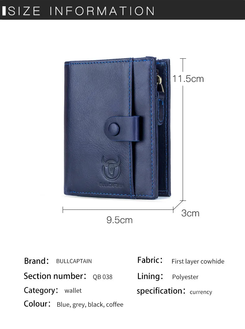 BULLCAPTAIN™ RFID Men’s Genuine Leather Wallet – Anti-Theft & Anti-Pickpocket -Zipper Coin &Card Holder