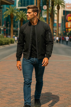 MIAMI TAC - Full Zip Quilted Bomber Jackets Mens Winter Padded Casual Jacket Outdoor Water Resistant Antifouling Coat Outwear Tops