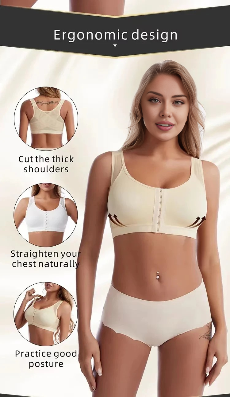 Bra de sports de levage avec fermeture avant et support arrière - S-5XL