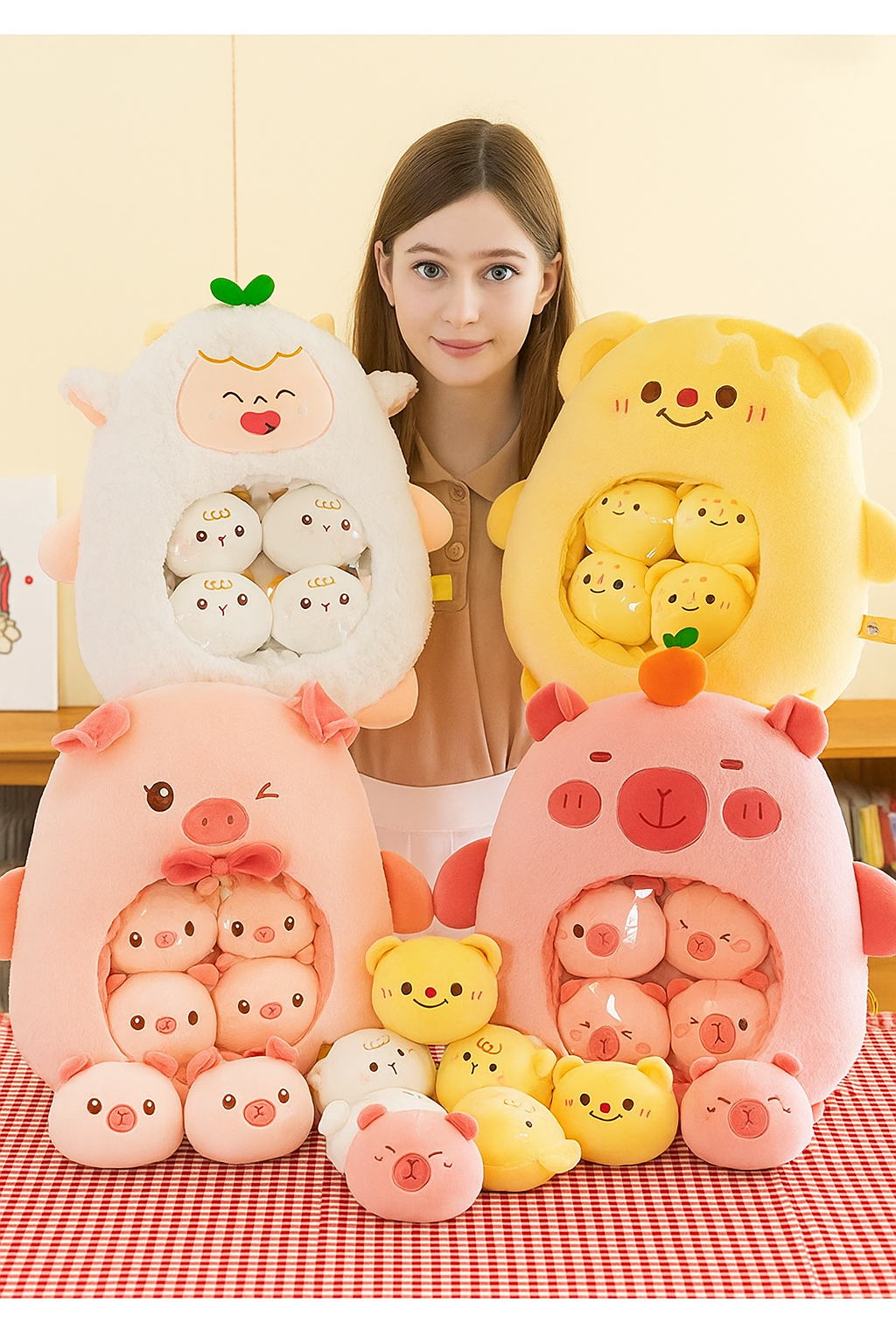 Schattig dieren pluche kussen - mini candy tas poppen voor kindercadeaus