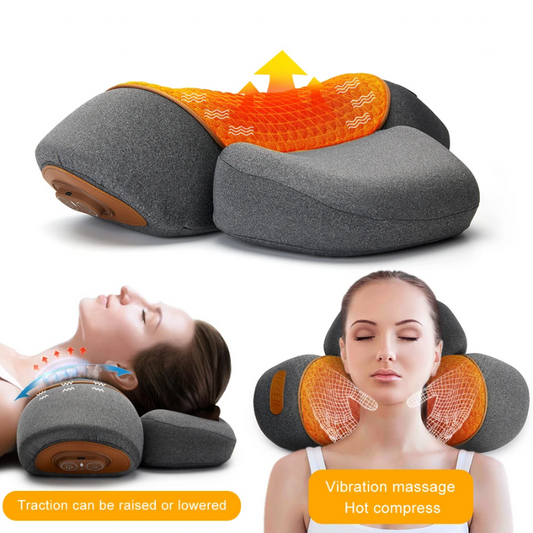 Travesseiro massageador elétrico de pescoço, compressa quente, massagem vibratória, travesseiro relaxante, suporte para coluna, travesseiro massageador