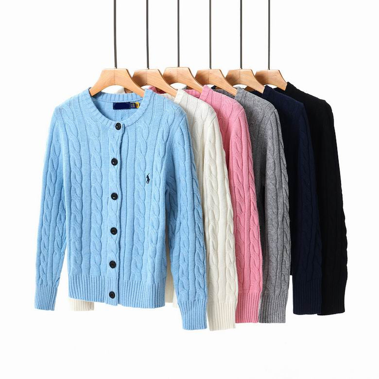 Autumn Winter Women’s Embroidered Knit Cardigan – Cozy Crew Neck Sweater Jacket