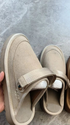 Women's Suede Gold Clog Platform Back Strap Clogs – Large Size, Casual Autumn Design