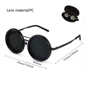 Sunglasses - Manual Dimming Sunglasses Vintage Steampunk Round Rotatable Adjustment Glasses Mountaineering Fishing Polarized Lenses
