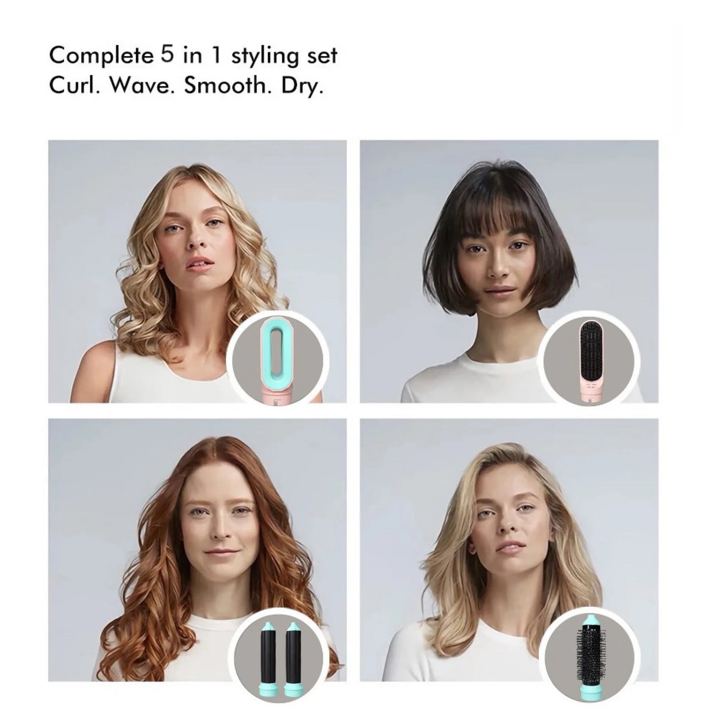 5 i 1 multistyler Nytt design hårføner for hår 5 i 1 hårstyler med krølletønne Hot Air Brush Styling Tool MultiStyler