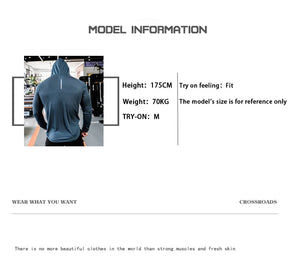 Sportshirt - Fitnesstrainingspak voor heren - Sportset met capuchon voor de sportschool & Rennen