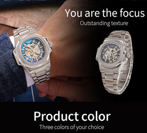 MIAMI DESIGN -LONGLUX™ Men automatic mechanical watch luxury watches waterproof skeleton stainless steel watch