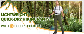 Miami tac -pants -pantaloni da trekking a secco rapido leggero maschile -Waterproof & Cargo Style
