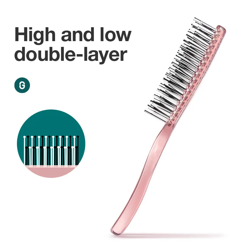 Masaje del cabello Masaje de cuero cabelludo Volumizante peinado para peinado herramienta de desenredado de dientes finos para el pelo seco y liso