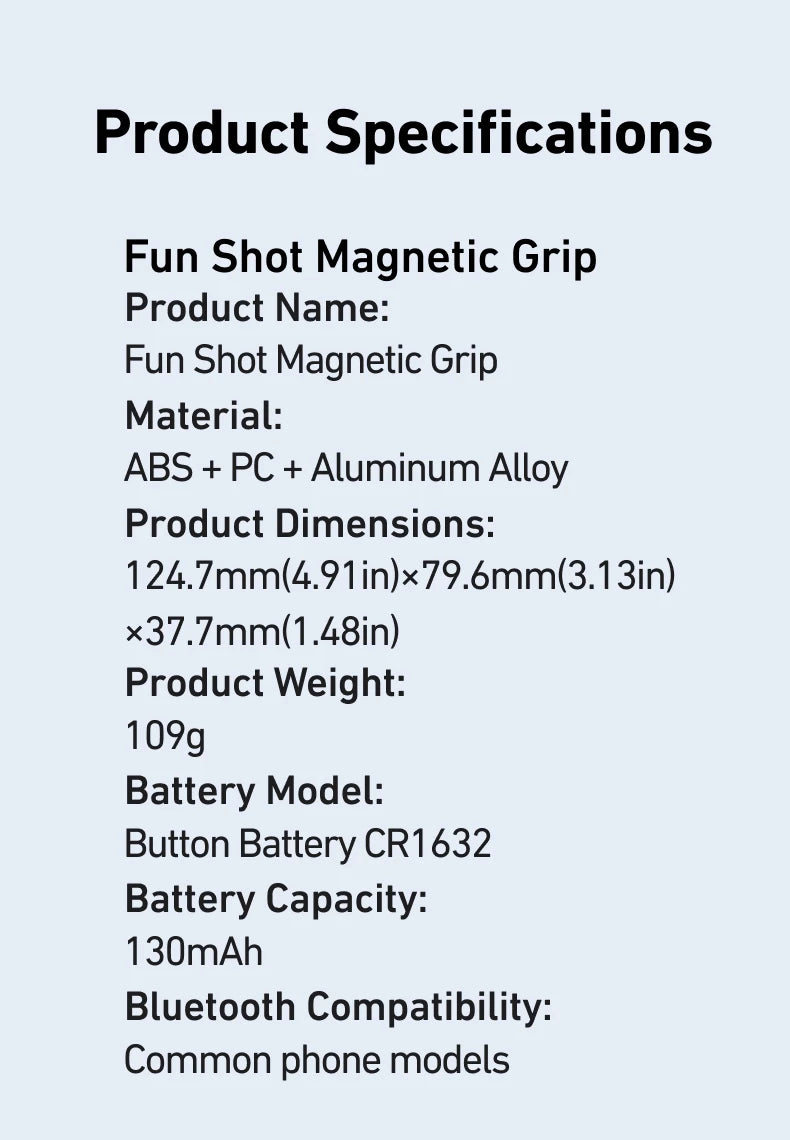 TELESIN ™ Phone Camera Shoot Hand Grip - Magnétique Portez avec télécommande pour iPhone et Android