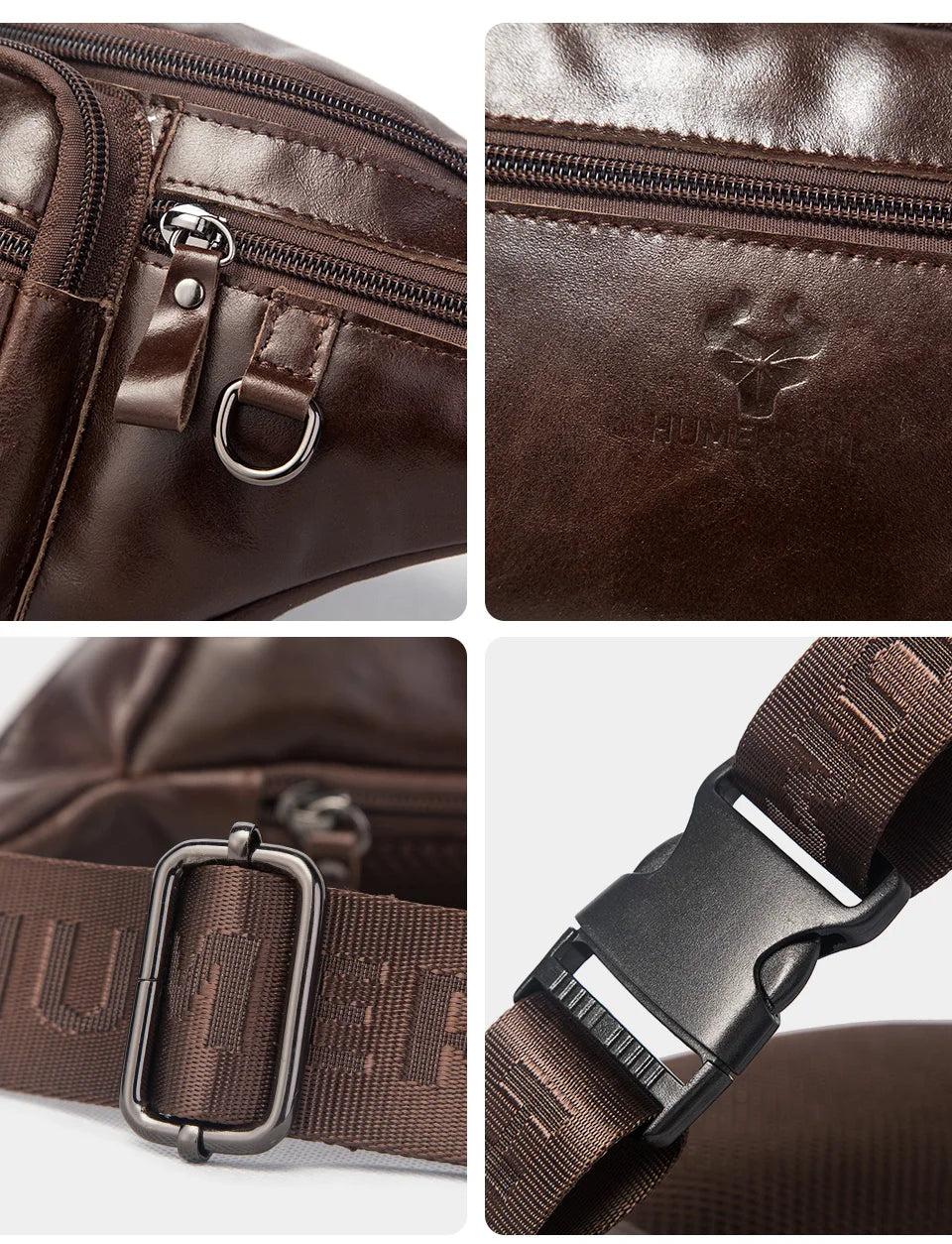 Midjeväska i äkta läder Casual Crossbody