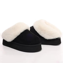 Slippers de plate-forme Funke Fluffy chaude - en daim doux, semelle Antisiskid et mousse à mémoire