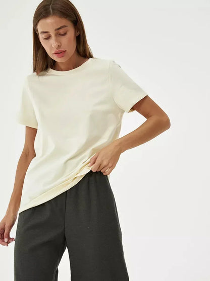 Dames T-shirt 100% katoen Basis Modieuze tops Overhemden 230g/㎡