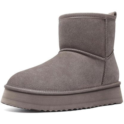 Women’s Warm Mini Mid-Calf Snow Boots – Thick-Bottomed, Fur-Lined Suede, Ultra-Comfortable Winter Shoes