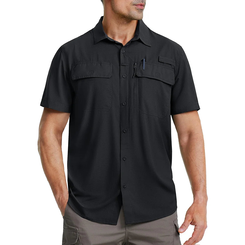 MIAMI TAC - Camicia da uomo ad asciugatura rapida - UPF 50+ & Rete traspirante - Escursionismo, pesca, campeggio, lavoro o casual