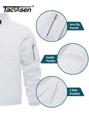 MIAMI TAC - Full Zip Quilted Bomber Jackets Mens Winter Padded Casual Jacket Outdoor Water Resistant Antifouling Coat Outwear Tops