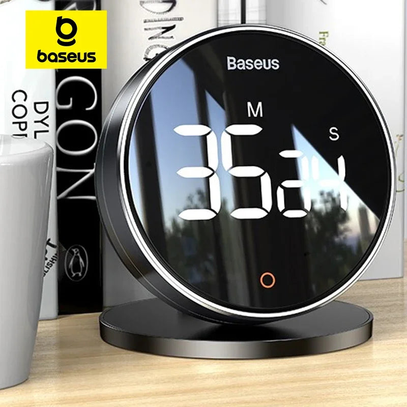 Baseus Digital Kitchen Timer Magnetic Countdown Alarm Clock Work Study Baking Reminder Stand Desk Cooking Clock Stopwatch Timer