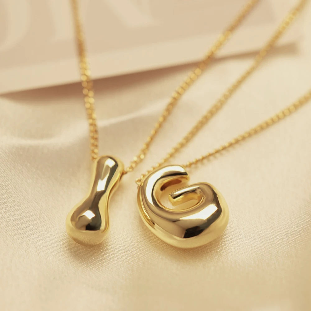 Golden & Silver Color Stainless Steel Initial Necklace