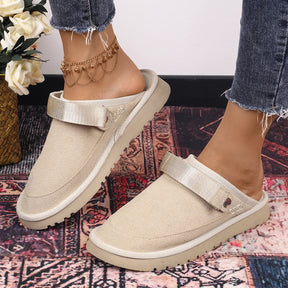 Women's Suede Gold Clog Platform Back Strap Clogs – Large Size, Casual Autumn Design