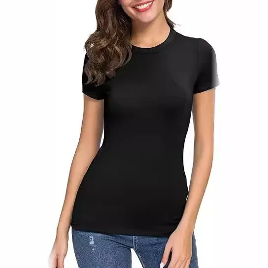 Slim Fit Women's Basic T-Shirt – Short Sleeves & Round Neck
