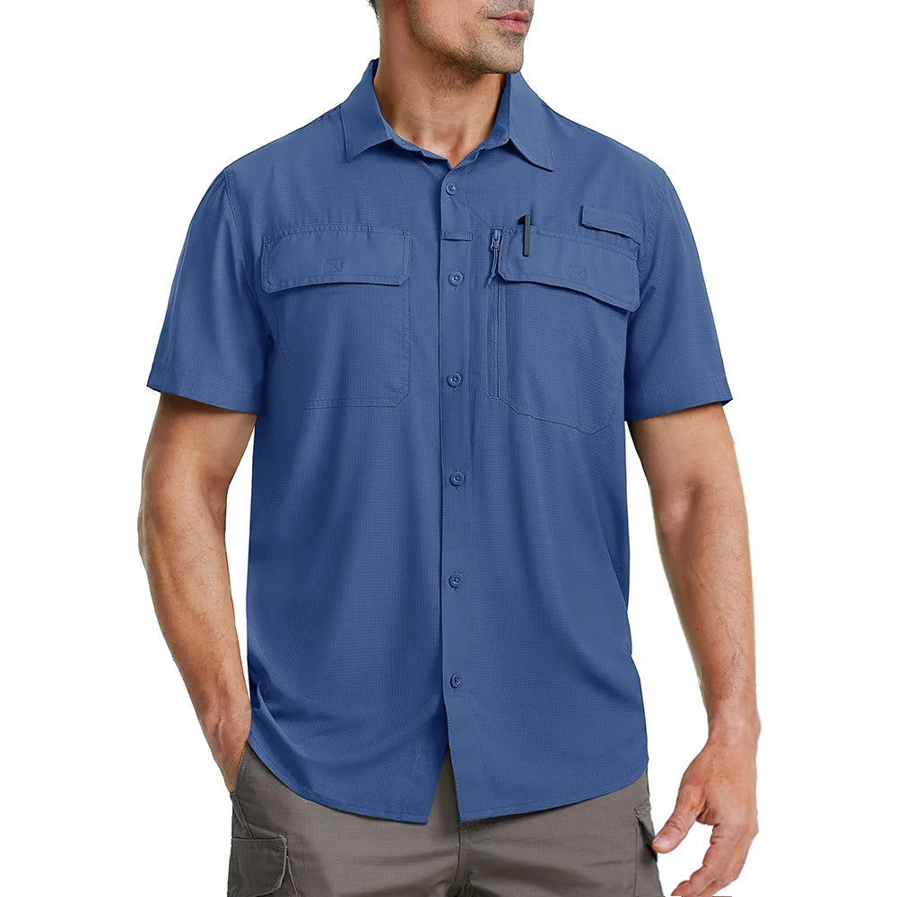 MIAMI TAC - Camicia da uomo ad asciugatura rapida - UPF 50+ & Rete traspirante - Escursionismo, pesca, campeggio, lavoro o casual