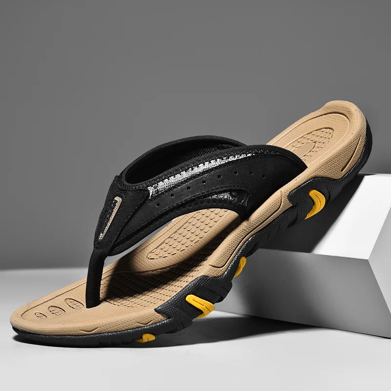 Summer Men Flip Flops Gentine en cuir de ganters de topon