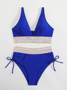 Color sólido Bikini Set Fashion Fashion High Wisting separado Patchwork trajera de trajes de traje de trajes