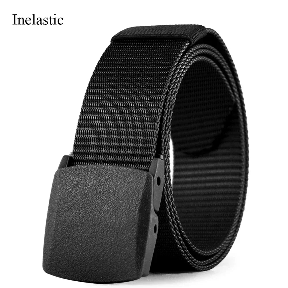 Sports Elastic Tactical Belt – Automatic Metal Buckle, Stretch Nylon Military Unisex Belt (115–150CM)