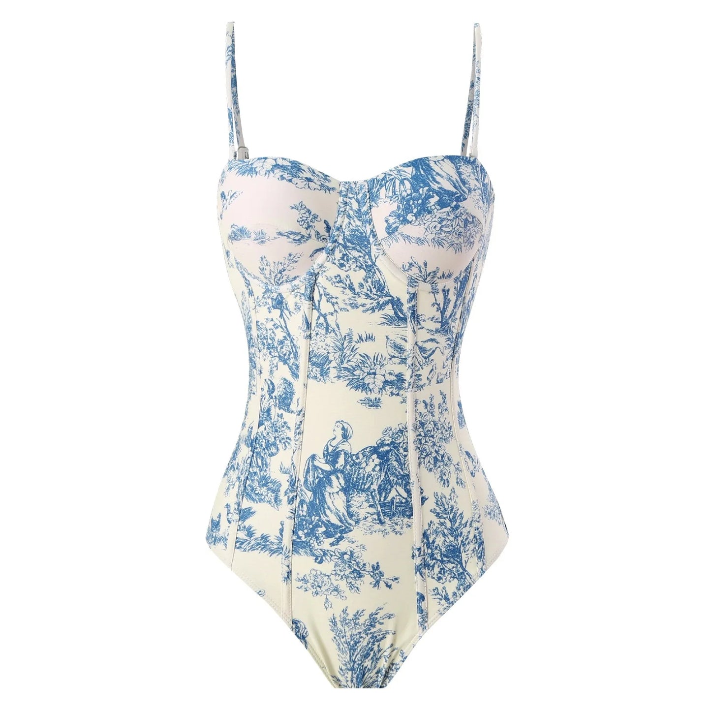 Novo conjunto de biquíni push up – estampa floral, babados, trajes de banho brasileiros com tiras