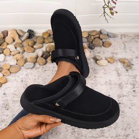 Women's Suede Gold Clog Platform Back Strap Clogs – Large Size, Casual Autumn Design