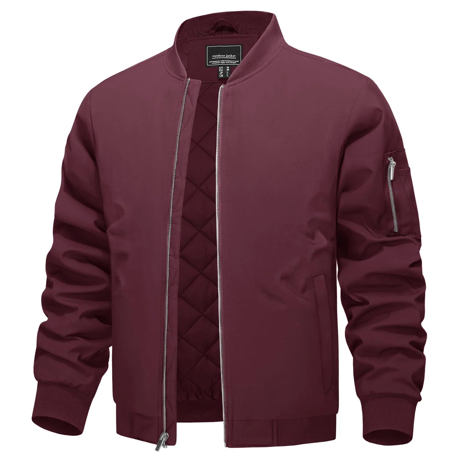 MIAMI TAC - Full Zip Quilted Bomber Jackets Mens Winter Padded Casual Jacket Outdoor Water Resistant Antifouling Coat Outwear Tops