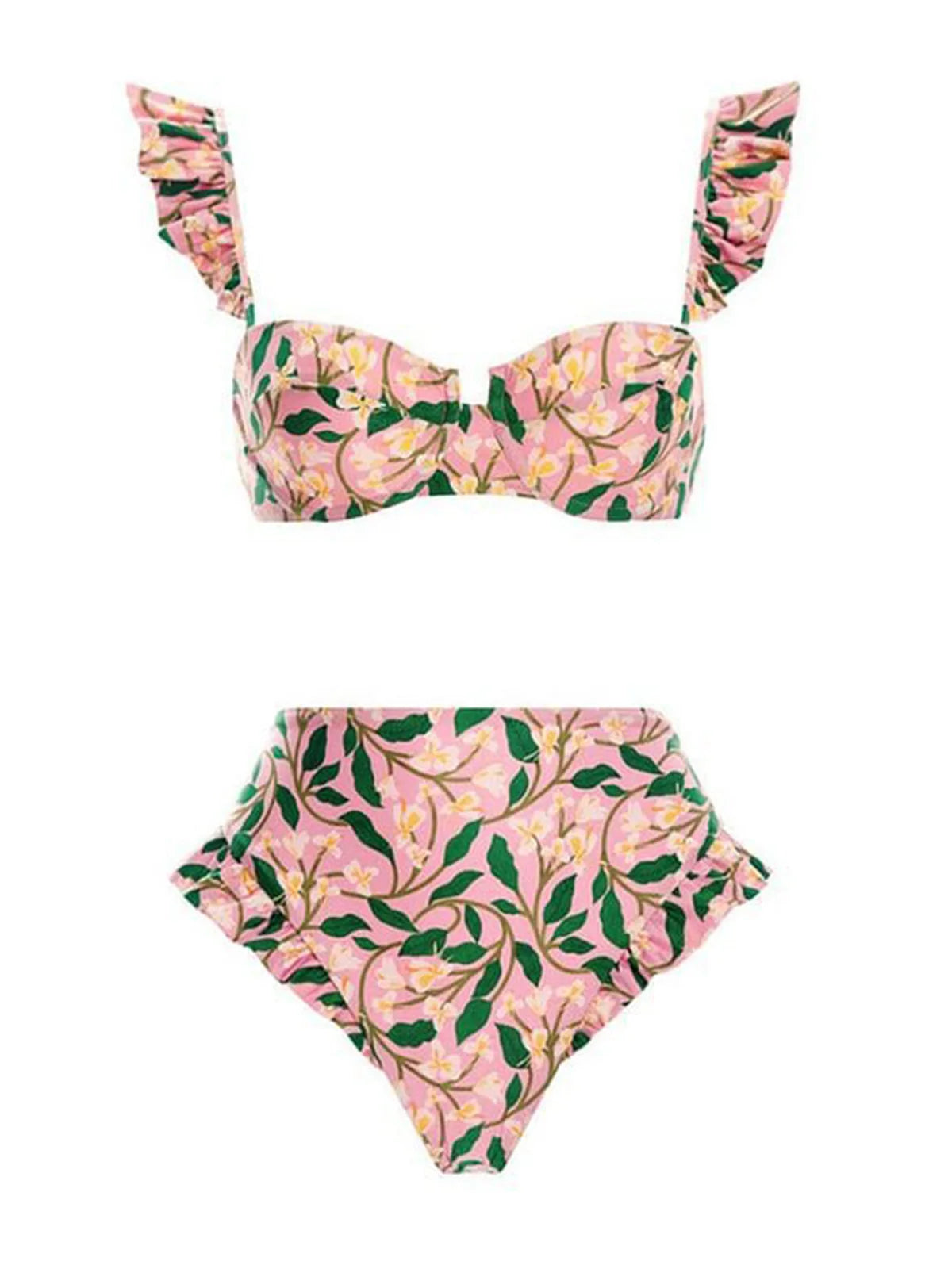 S- XL trykt bøyle badedrakt for kvinner Bikini med høy midje Dame badetøy Tredelt bikinisett Badedrakt Swim V4106