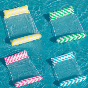Chaise de salon gonflable à rayures pliables, adaptée aux fêtes de piscine et lits flottants de loisirs de plage avec dossier net