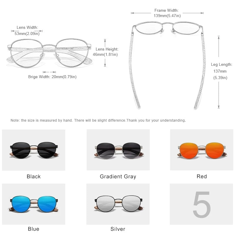 Stylish Walnut Wood Sunglasses – HD Polarized Lenses with UV400 Protection for Him & Her