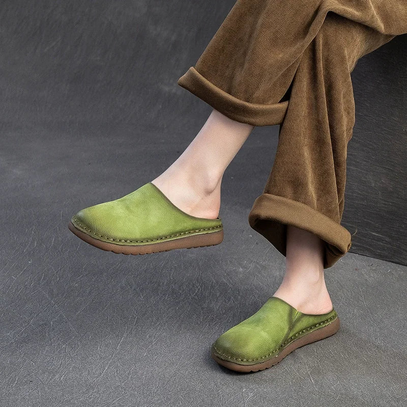 Slipisti estivi in ​​pelle autentica - Sole morbida, comfort fatti a mano e stile retrò