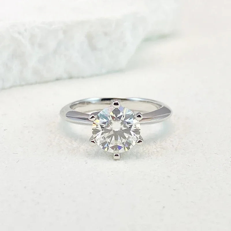Carat Moissanite Ring For Women Sterling Silver Plated White Gold D Color Diamond Engagement Wedding Band Fine Jewelry