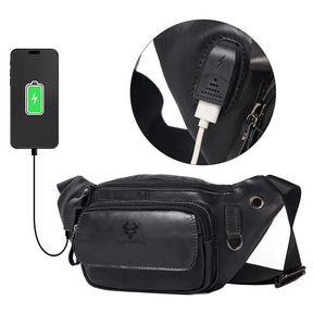 100% Genuine Leather Chest Bag unisex High-Capacity With Durable USB Charging Crossbody Bag - Free Shipping to Europe