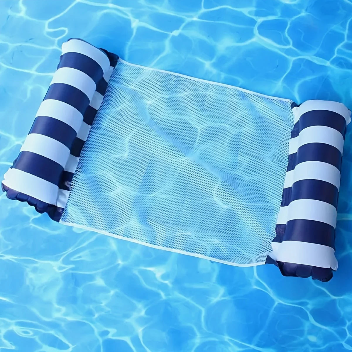 Chaise de salon gonflable à rayures pliables, adaptée aux fêtes de piscine et lits flottants de loisirs de plage avec dossier net
