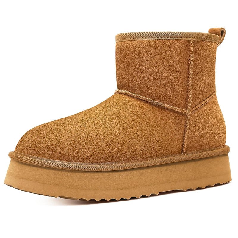 Women’s Warm Mini Mid-Calf Snow Boots – Thick-Bottomed, Fur-Lined Suede, Ultra-Comfortable Winter Shoes