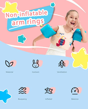 Swim Vest for Kids Cute Swimming Pool Jacket Floats Non-Inflatable Baby Boys Girls Arm Band Buoyancy Aids for Children Aged 2-6T