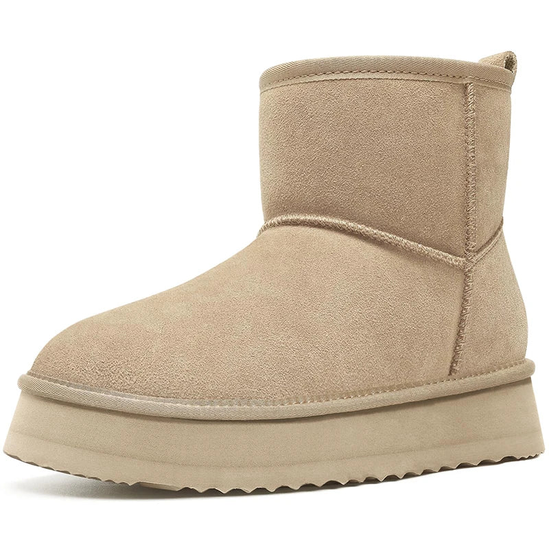 Women’s Warm Mini Mid-Calf Snow Boots – Thick-Bottomed, Fur-Lined Suede, Ultra-Comfortable Winter Shoes