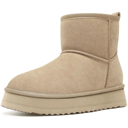 Women’s Warm Mini Mid-Calf Snow Boots – Thick-Bottomed, Fur-Lined Suede, Ultra-Comfortable Winter Shoes
