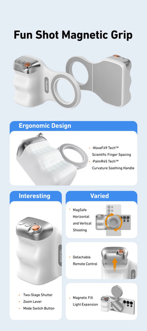 TELESIN ™ Phone Camera Shoot Hand Grip - Magnétique Portez avec télécommande pour iPhone et Android