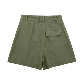 Women’s Linen Vest Shorts Set – V Neck Chic Summer Casual  Office Outfit