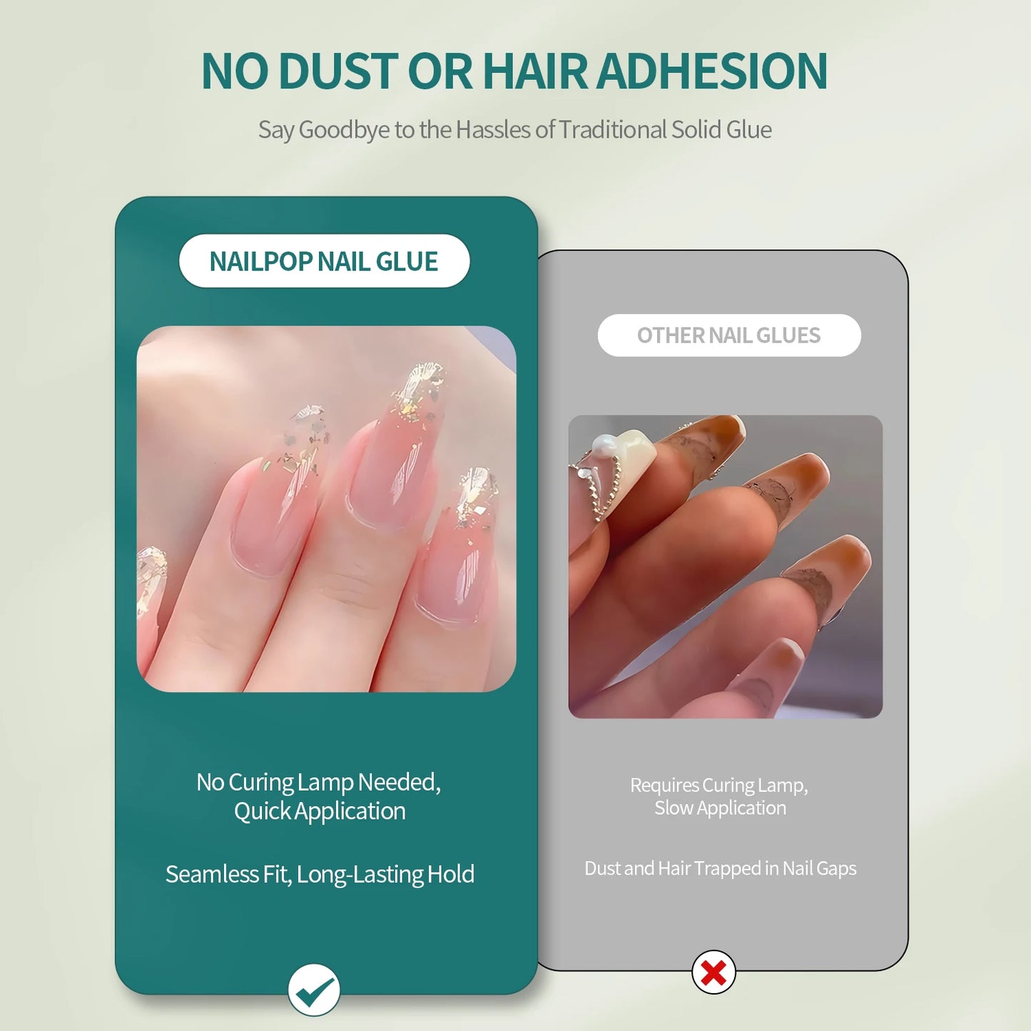 Nailpop Super Strong X Nail Glue 6ml Hypoallergenic Fast Drying No Damage Formula with Instant Remover 30ml for Press On Nails