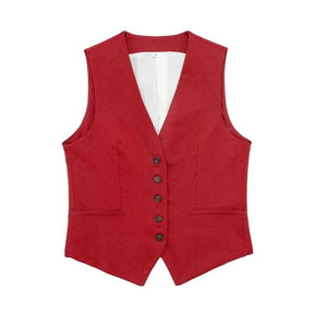Women’s Linen Vest Shorts Set – V Neck Chic Summer Casual  Office Outfit