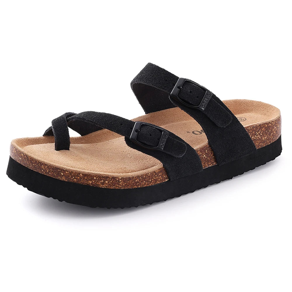 Fashion Suede Platform Mules – Soft Cork Clogs with Arch Support for All-Day Comfort
