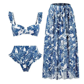 Nuevo set de bikini de empuje: estampado floral, volante, trajes de baño brasileños de tiras
