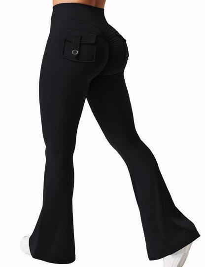Højtaljede yogaleggings med brede ben – 4-vejs stretch med sidelommer