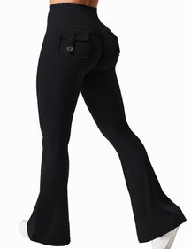 Leggings da yoga a gamba larga a vita alta-allungamento a 4 vie con tasche laterali